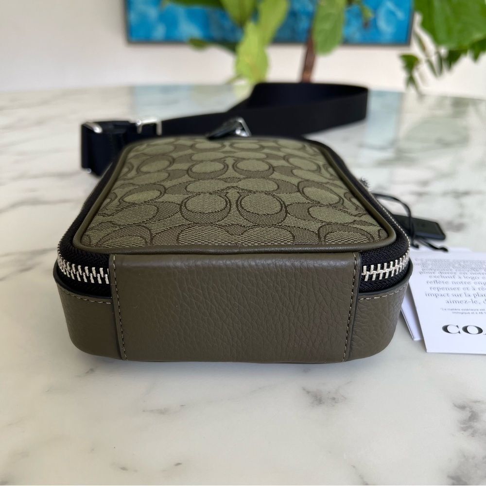 NWT Coach Stanton Crossbody Bag in Signature Jacquard Olive Drab Utility Green - Picture 7 of 14